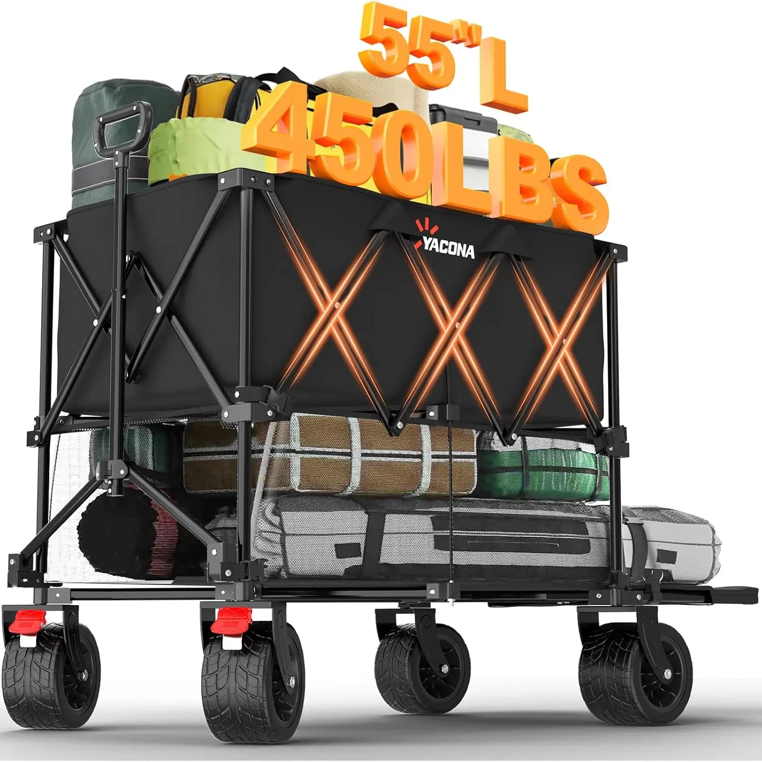 400L Large Double Decker Wagon Collapsible, 450lbs Beach Wagons Carts Foldable Heavy Duty, 55" Extended Utility Folding Cart for
400L Large Double Decker Wagon Collapsible, 450lbs Beach Wagons Carts Foldable Heavy Duty, 55" Extended Utility Folding Cart for