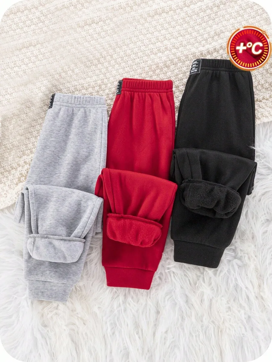 Kids Warm Fleece-Lined Jogger Pants in Gray, Red, Black - Soft Cotton Blend for Autumn Winter
Kids Warm Fleece-Lined Jogger Pants in Gray, Red, Black - Soft Cotton Blend for Autumn Winter