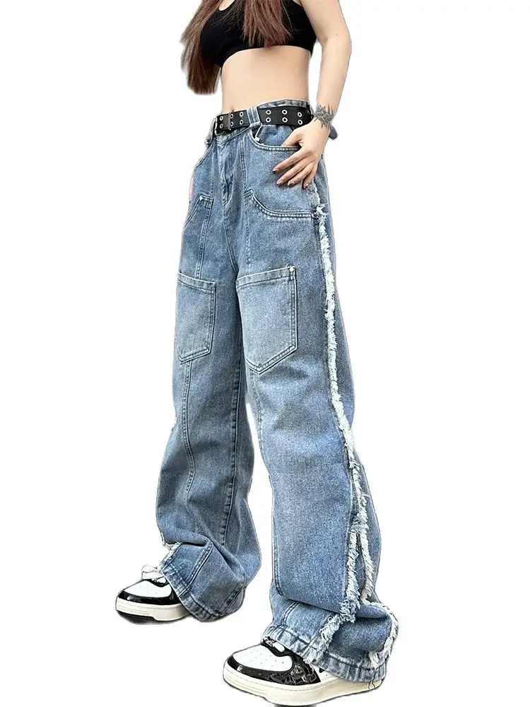 Women's Blue Y2k Cargo Jeans Baggy Harajuku Aesthetic Streetwear 2000s Trashy Denim Trousers Jean Pants Oversize Vintage Clothes
Women's Blue Y2k Cargo Jeans Baggy Harajuku Aesthetic Streetwear 2000s Trashy Denim Trousers Jean Pants Oversize Vintage Clothes