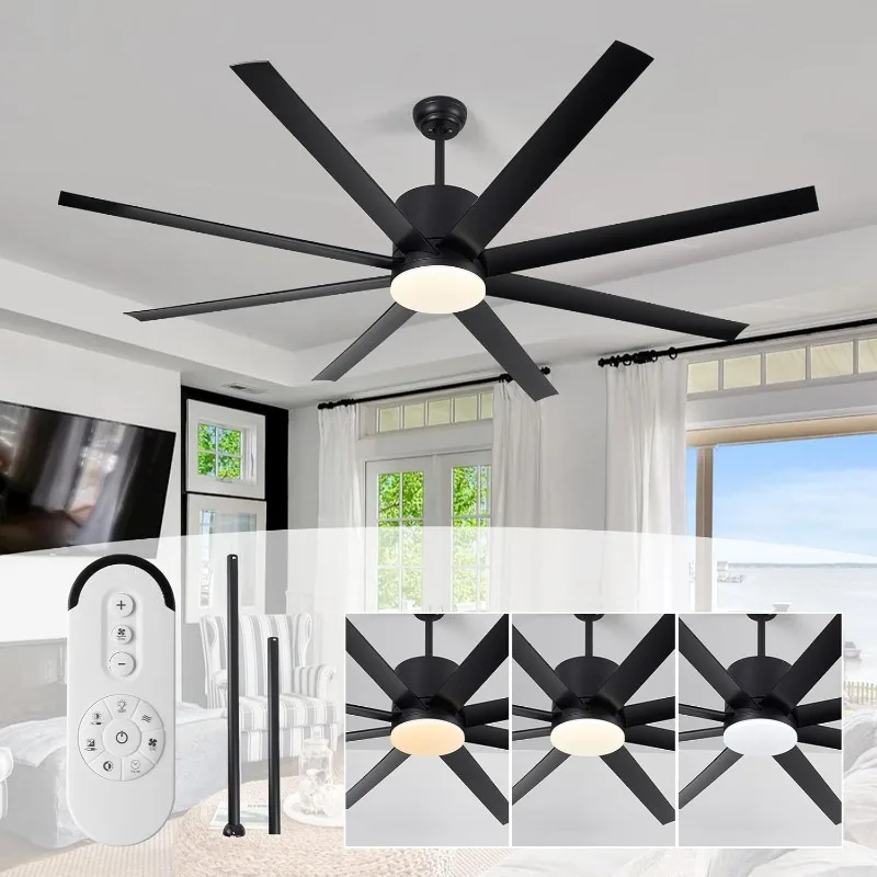 72inch Large Ceiling Fan with Lights: Indoor/Outdoor Black Big Ceiling Fan with Remote for Living Room Patio Bedroom
72inch Large Ceiling Fan with Lights: Indoor/Outdoor Black Big Ceiling Fan with Remote for Living Room Patio Bedroom