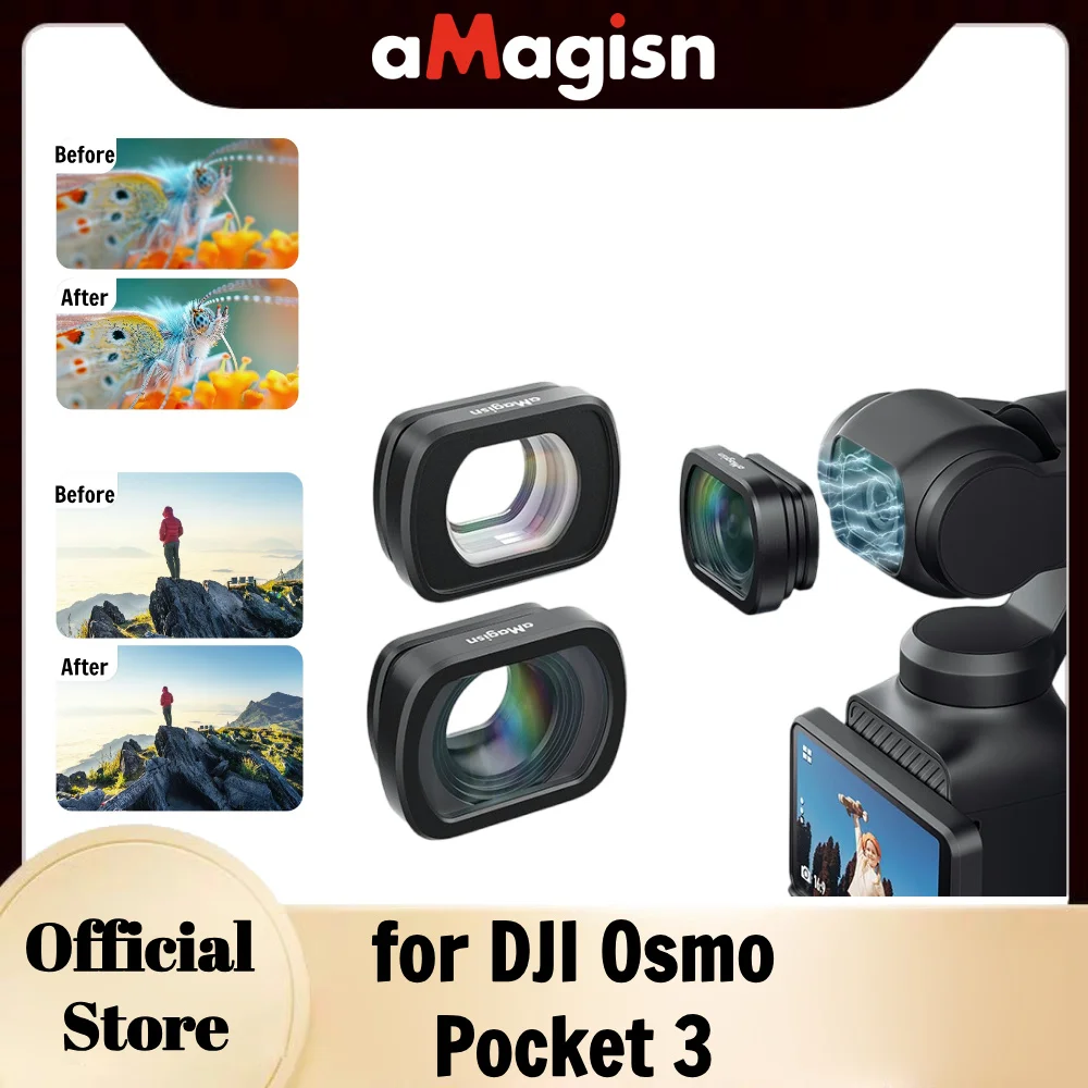 aMagisn Macro / Wide-Angle Lens for DJI Osmo Pocket 3,Optical Glass / Magnetic Attach /Aluminum Frame Camera Lens for Pocket3
aMagisn Macro / Wide-Angle Lens for DJI Osmo Pocket 3,Optical Glass / Magnetic Attach /Aluminum Frame Camera Lens for Pocket3