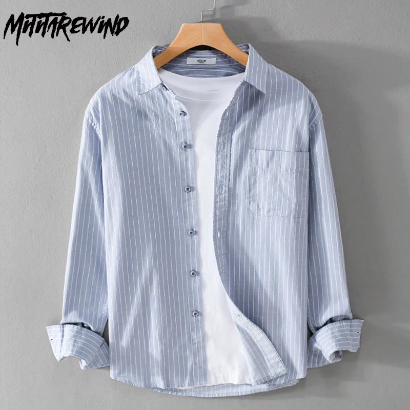 Spring Autumn New Mens Shirts Fresh Striped Long Sleeve Shirt Pure Cotton Casual Shirts with Pocket Youth Versatile Top Simple
Spring Autumn New Mens Shirts Fresh Striped Long Sleeve Shirt Pure Cotton Casual Shirts with Pocket Youth Versatile Top Simple
