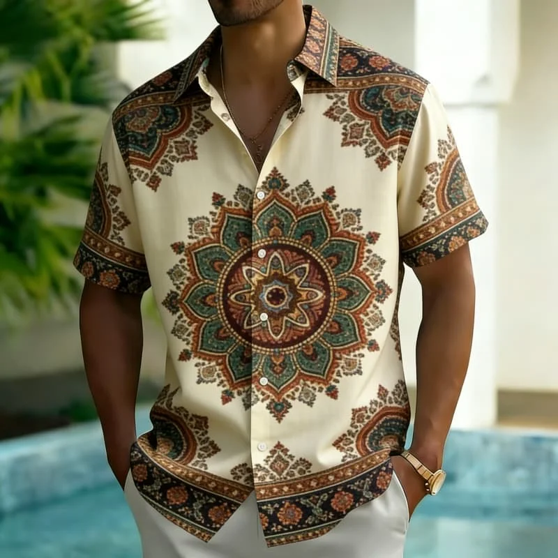 Men's Stylish Psychedelic Pattern Shirt, Bold Colorful Short Sleeve Button Up For Holiday Travel And Daily Casual
Men's Stylish Psychedelic Pattern Shirt, Bold Colorful Short Sleeve Button Up For Holiday Travel And Daily Casual