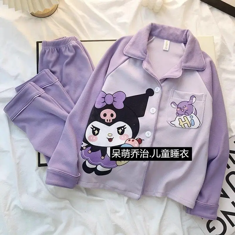 Sanrio Kuromi Spring Winter Girls Pajamas Fleece Lined Thicken Warm Large Sleeve Nightwear Kids Loungewear Homewear Sleepwear
Sanrio Kuromi Spring Winter Girls Pajamas Fleece Lined Thicken Warm Large Sleeve Nightwear Kids Loungewear Homewear Sleepwear