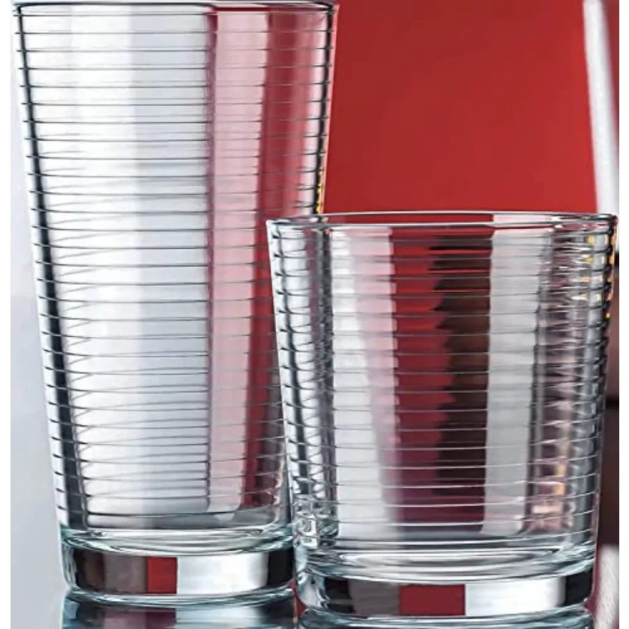 Set of 16 Heavy Base Ribbed Durable Drinking Glasses Includes 8 Cooler Glasses 17oz and 8 Rocks Glasses (13oz), Clear Glass Cup
Set of 16 Heavy Base Ribbed Durable Drinking Glasses Includes 8 Cooler Glasses 17oz and 8 Rocks Glasses (13oz), Clear Glass Cup