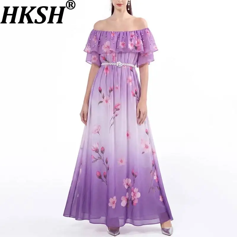 Женское длинное платье HKSH с открытыми плечами, коротким рукавом, принтом, плиссировкой, поясом, утягивающее талию, повседневное, летнее, HK22726
Женское длинное платье HKSH с открытыми плечами, коротким рукавом, принтом, плиссировкой, поясом, утягивающее талию, повседневное, летнее, HK22726