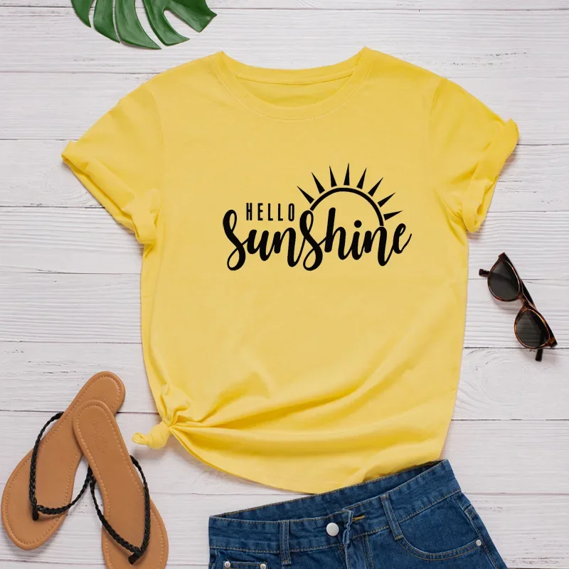 Hello Sunshine Print Women T Shirt Short Sleeve O Neck Loose Women Tshirt Ladies Tee Shirt Tops Clothes Camisetas Mujer
Hello Sunshine Print Women T Shirt Short Sleeve O Neck Loose Women Tshirt Ladies Tee Shirt Tops Clothes Camisetas Mujer
