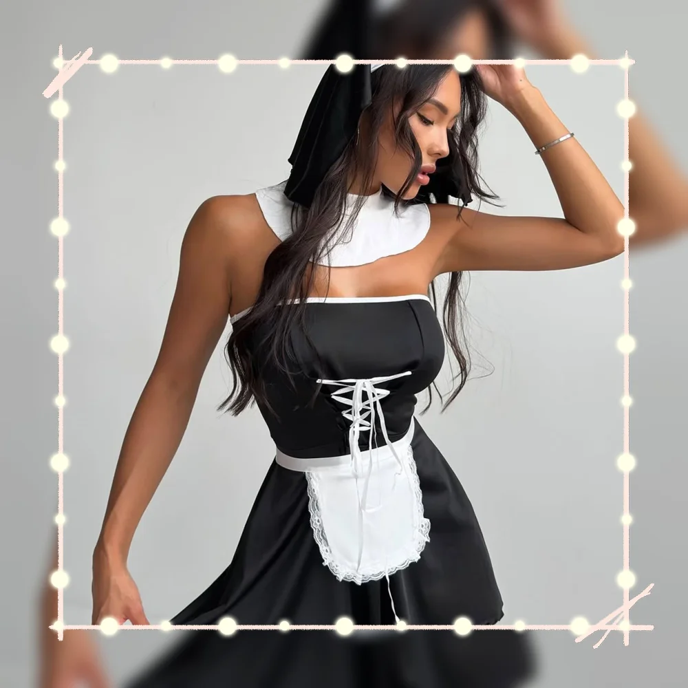 Halloween Woman Clothes Maid Cosplay Dress 5PC Cute Strapless Masquerade Party Dresses Backless Tie Apron Lolita Set
Halloween Woman Clothes Maid Cosplay Dress 5PC Cute Strapless Masquerade Party Dresses Backless Tie Apron Lolita Set