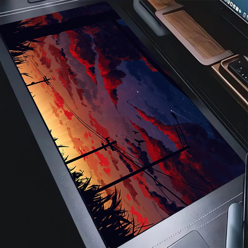 Mouse Pad Extended Mouse Mat Computer Sky Clouds Design Keyboard Pad Laptop Kawaii Desk Mat with Non-Slip Base and Stitched Edge