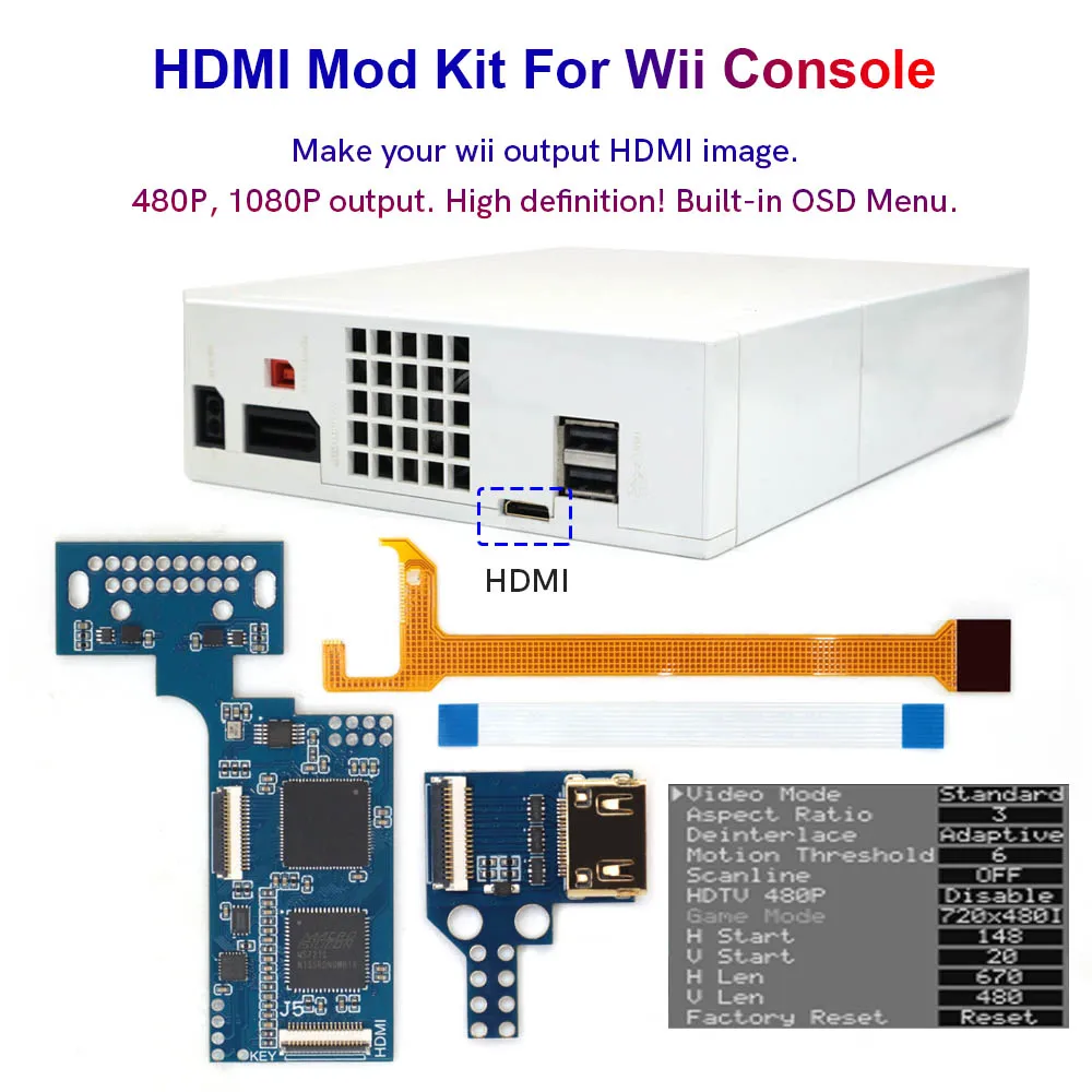 Комплект HDMI для Wii с поддержкой 480P и 1080P, встроенный цифровой преобразователь в формат HD TV для игровой консоли Wii, модуль HDMI PCB с OSD-меню
Комплект HDMI для Wii с поддержкой 480P и 1080P, встроенный цифровой преобразователь в формат HD TV для игровой консоли Wii, модуль HDMI PCB с OSD-меню