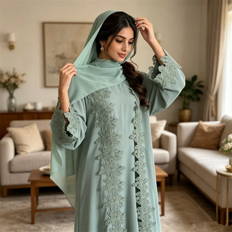 Muslim Lace Abayas Sets for Women Two Piece Robe and Inner Long Dress Turkey Dubai Abaya Moroccan Kaftan Kebaya Kimono Jalabiya
Muslim Lace Abayas Sets for Women Two Piece Robe and Inner Long Dress Turkey Dubai Abaya Moroccan Kaftan Kebaya Kimono Jalabiya
