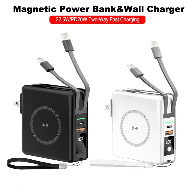 10000mAh Magsafe Power Bank with Cable Wall Charger Plug 22.5W Fast Charging Portable Charger for iPhone 16 15 14 Samsung Xiaomi
10000mAh Magsafe Power Bank with Cable Wall Charger Plug 22.5W Fast Charging Portable Charger for iPhone 16 15 14 Samsung Xiaomi