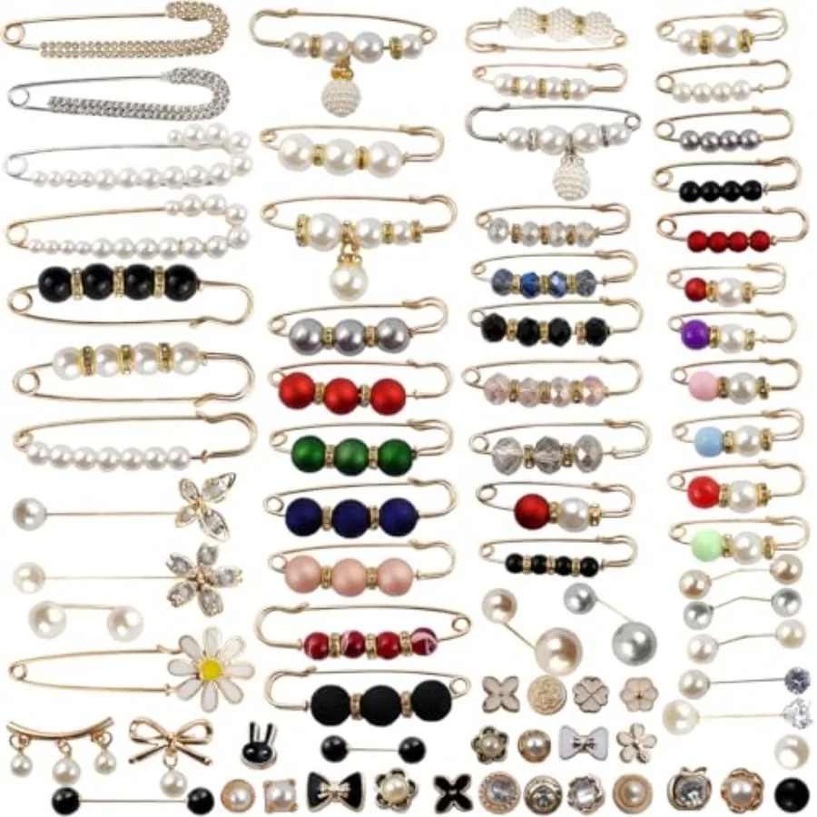75PCS Pearl Brooch, Pant Waist Tightener Safety Pin Double Faux Pearl Brooches for Women Girls Fashion Cover Up Buttons Clothin
75PCS Pearl Brooch, Pant Waist Tightener Safety Pin Double Faux Pearl Brooches for Women Girls Fashion Cover Up Buttons Clothin