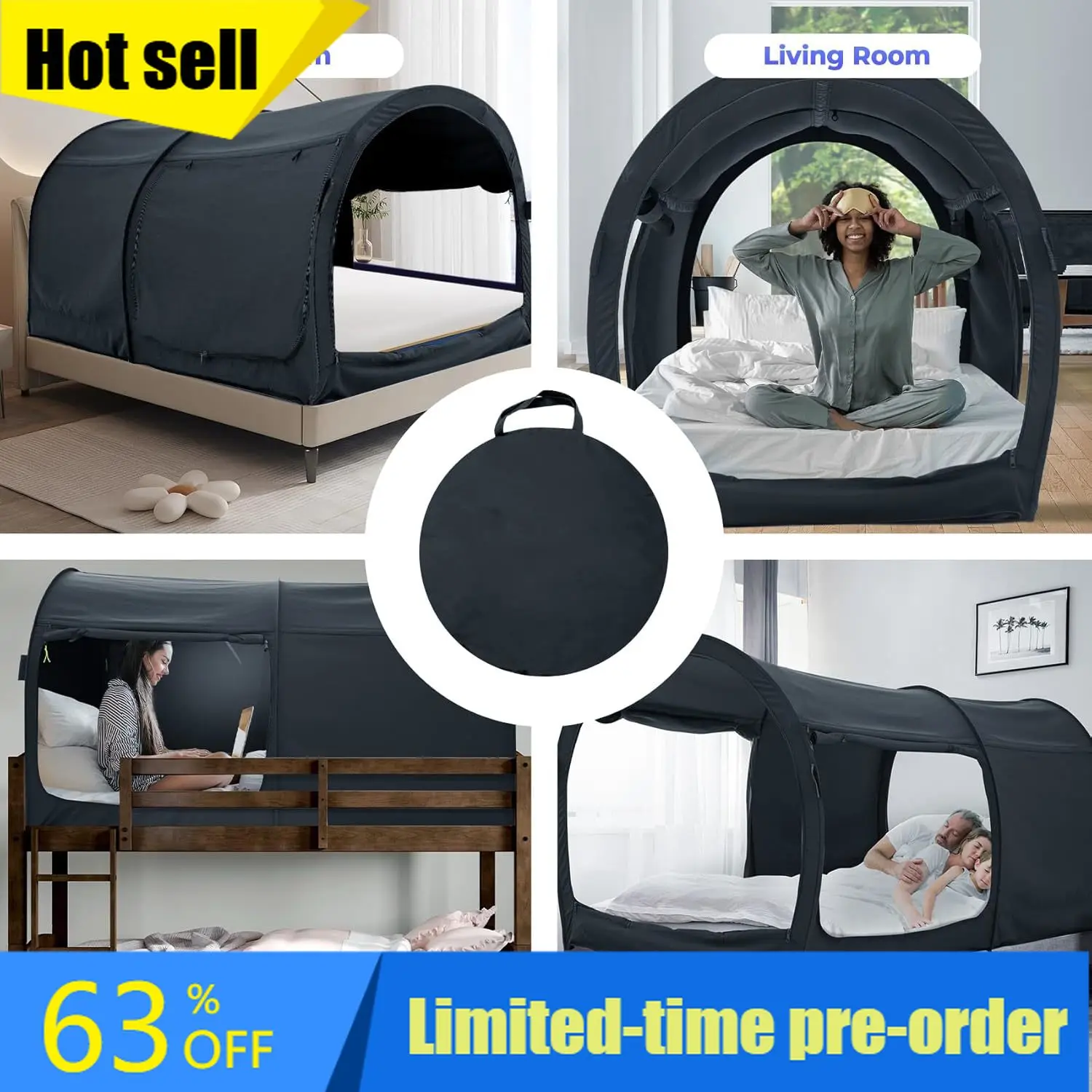 ® Палатка-тент для кровати Canopy Bed Dream Privacy Space: полноразмерная, для сна, для использования в помещении, раскладная, портативная, с каркасом, шторками, дышащая, серая, в стиле коттедж (матрас не входит в комплект)
® Палатка-тент для кровати Canopy Bed Dream Privacy Space: полноразмерная, для сна, для использования в помещении, раскладная, портативная, с каркасом, шторками, дышащая, серая, в стиле коттедж (матрас не входит в комплект)