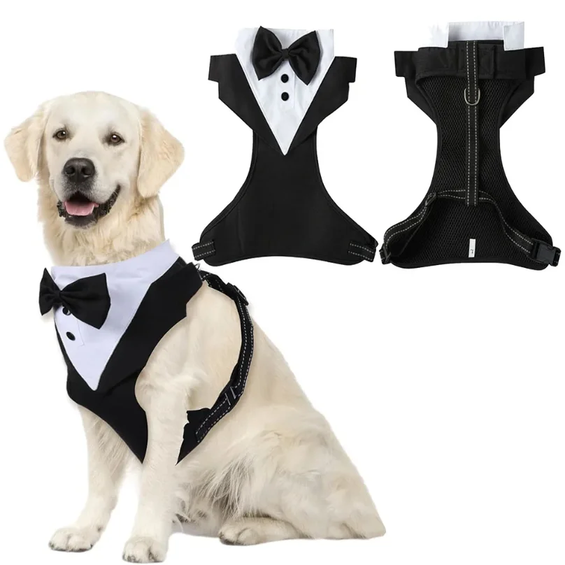 Dog Tuxedo Harness Adjustable Dog Harness No Pull for Small Medium Large Dogs Male Dogs Wedding Suit with Bow Tie Party Costume
Dog Tuxedo Harness Adjustable Dog Harness No Pull for Small Medium Large Dogs Male Dogs Wedding Suit with Bow Tie Party Costume