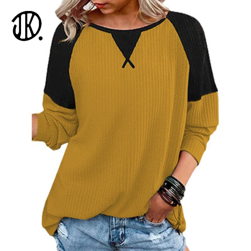 New Waffle Print Top Spring Long Sleeve Splicing Pullover Ladies 2XL Large Size T-shirt Loose Autumn Bottoming Clothes For Women
New Waffle Print Top Spring Long Sleeve Splicing Pullover Ladies 2XL Large Size T-shirt Loose Autumn Bottoming Clothes For Women