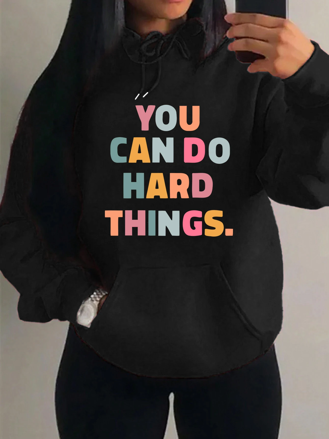 You Can Do Haed Things Colorful Letter Design Pattern Women Y2K Hoody Creativity Pocket Clothing Casual Multicolor Hoodie
You Can Do Haed Things Colorful Letter Design Pattern Women Y2K Hoody Creativity Pocket Clothing Casual Multicolor Hoodie