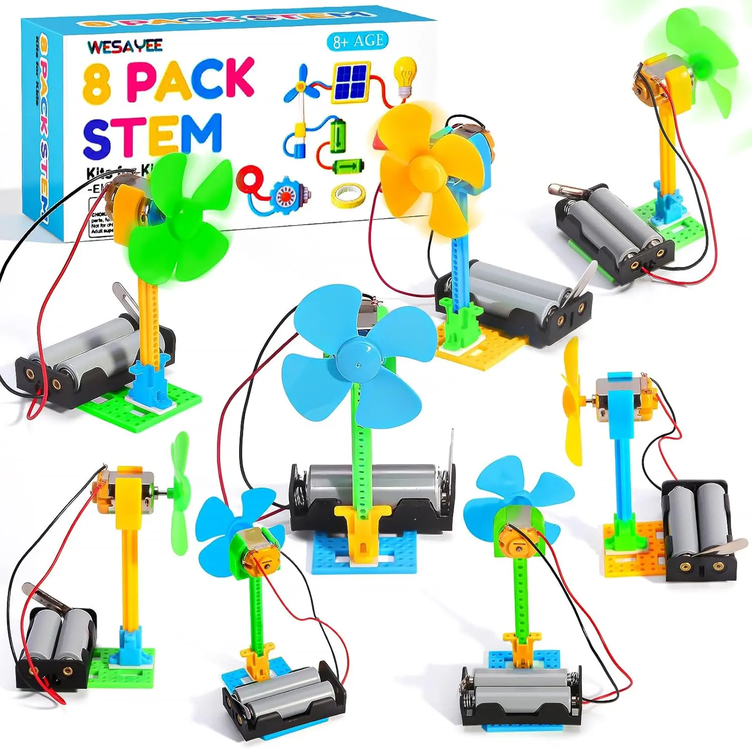 8 Pack STEM Fan Kits for Kids Ages 8-12 - Circuit Building Toy
8 Pack STEM Fan Kits for Kids Ages 8-12 - Circuit Building Toy