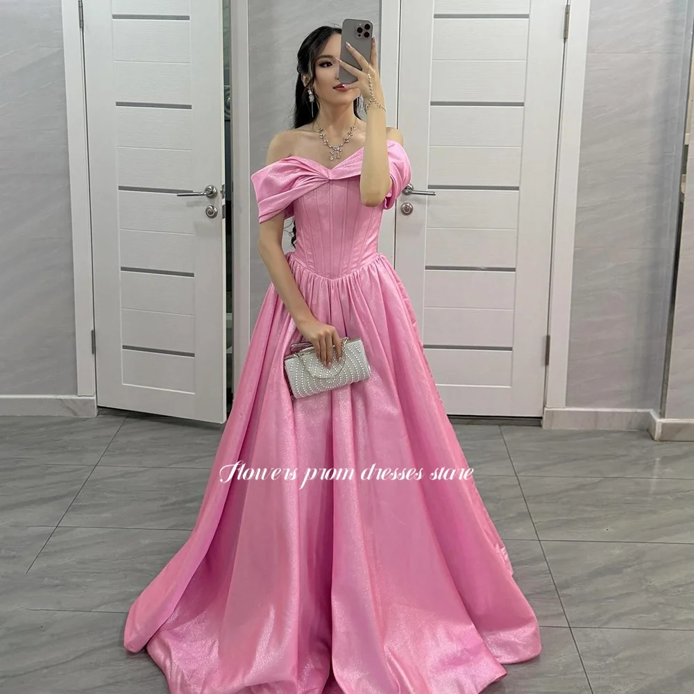 Flowers Pink A Line Evening Dress with Pleats Party Dress Off Shoulder Prom Dress for Princess فساتين مناسبة رسمية Customized
Flowers Pink A Line Evening Dress with Pleats Party Dress Off Shoulder Prom Dress for Princess فساتين مناسبة رسمية Customized