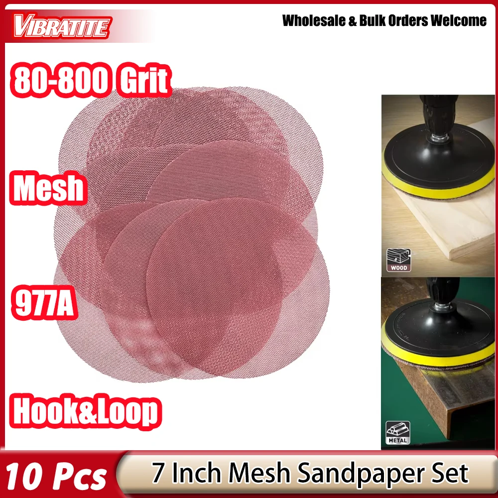 10PCS 7 Inch Dust Free Mesh Sanding Disc Hook & Loop Anti-Clog Net Sandpaper Dry Abrasive Pad for Car Body Paint Wood Polishing
10PCS 7 Inch Dust Free Mesh Sanding Disc Hook & Loop Anti-Clog Net Sandpaper Dry Abrasive Pad for Car Body Paint Wood Polishing