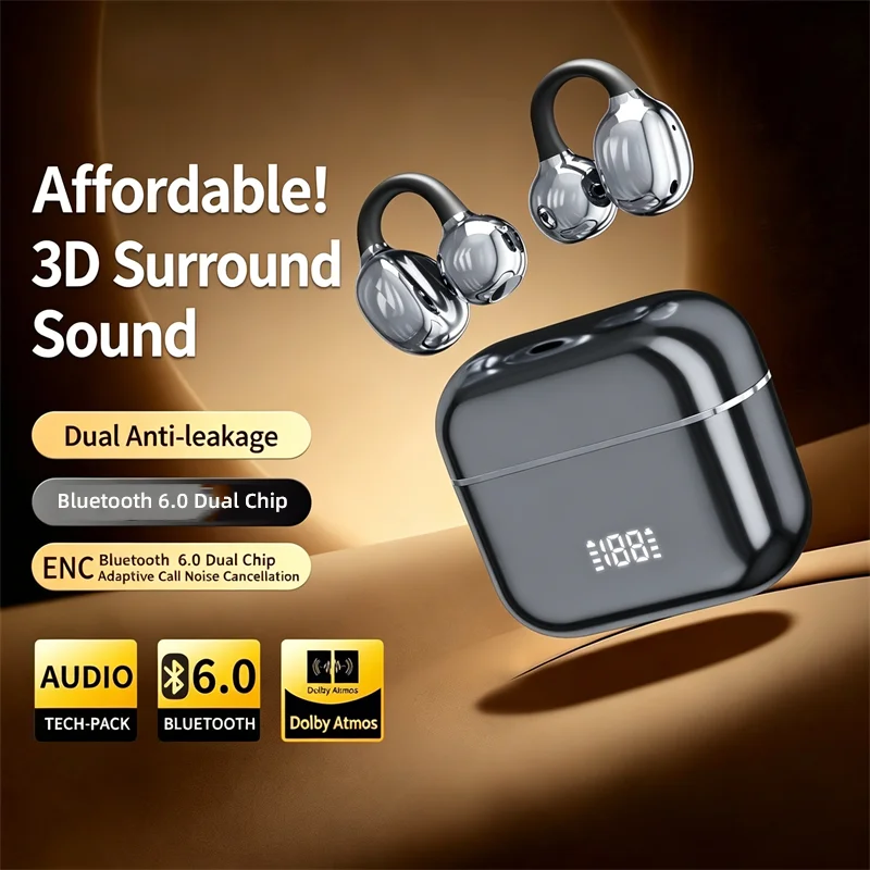 Wireless Headphone Bluetooth Earphone Open Style Ear Clip Bluetooth 6.0 Long Battery Life Call Noise Reduction Listen Music
Wireless Headphone Bluetooth Earphone Open Style Ear Clip Bluetooth 6.0 Long Battery Life Call Noise Reduction Listen Music
