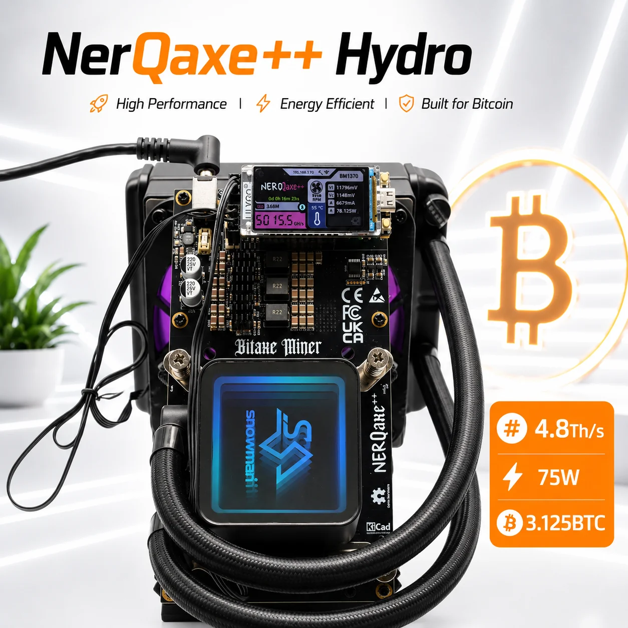 100% New NerdQaxe++ Hydro 4.8—6TH/s 75W BM1370 Chip SHA-256 Bitcoin Solo Lottery Miner With 12V 10A power supply
100% New NerdQaxe++ Hydro 4.8—6TH/s 75W BM1370 Chip SHA-256 Bitcoin Solo Lottery Miner With 12V 10A power supply