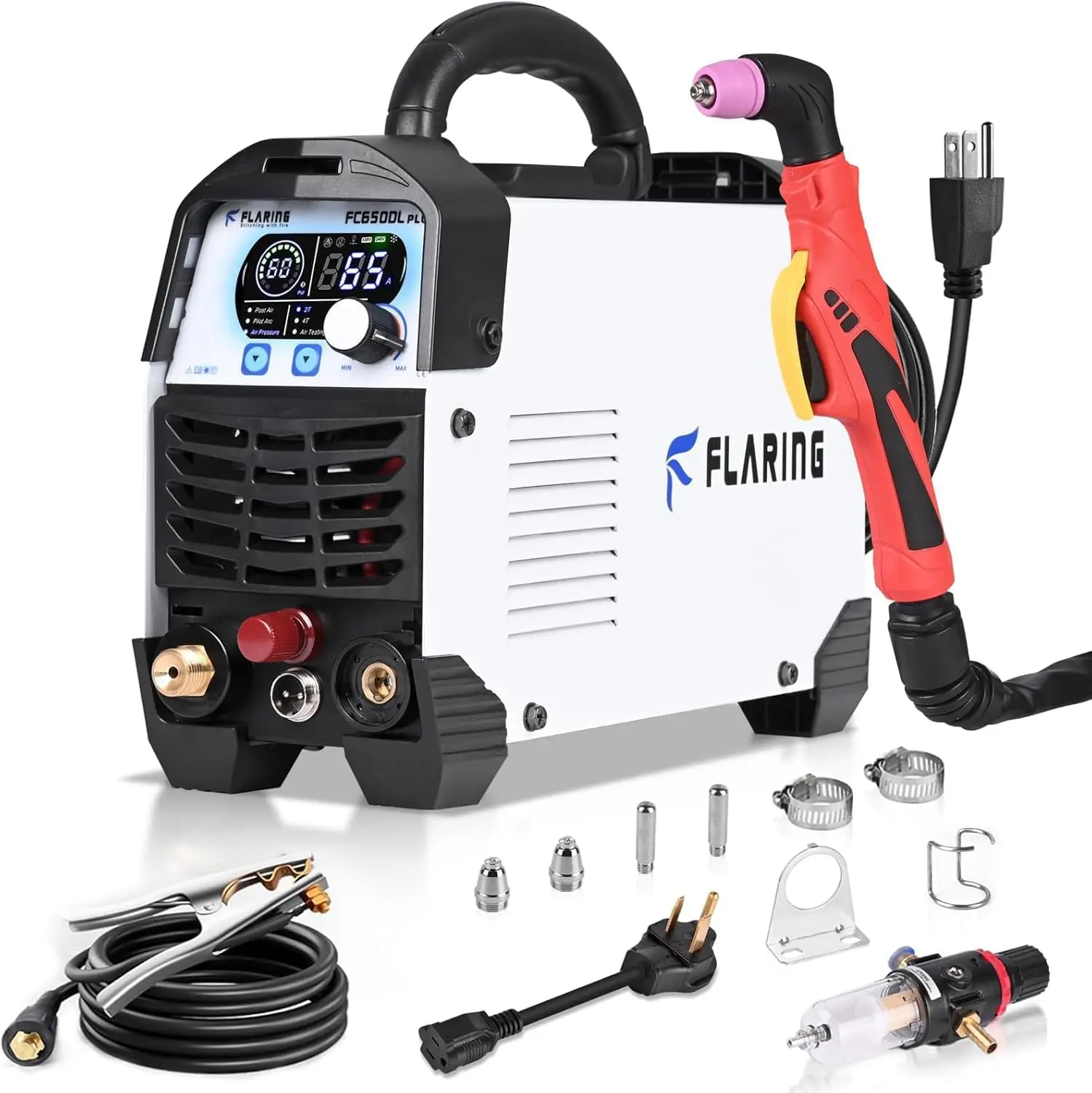 Плазменный резак FLARING FC650DL PLUS 65A с бесконтактной подачей плазменной дуги, 120В/240В, IGBT, для резки 4/5 и 5/8 дюймов, с комплектом расходных материалов
Плазменный резак FLARING FC650DL PLUS 65A с бесконтактной подачей плазменной дуги, 120В/240В, IGBT, для резки 4/5 и 5/8 дюймов, с комплектом расходных материалов