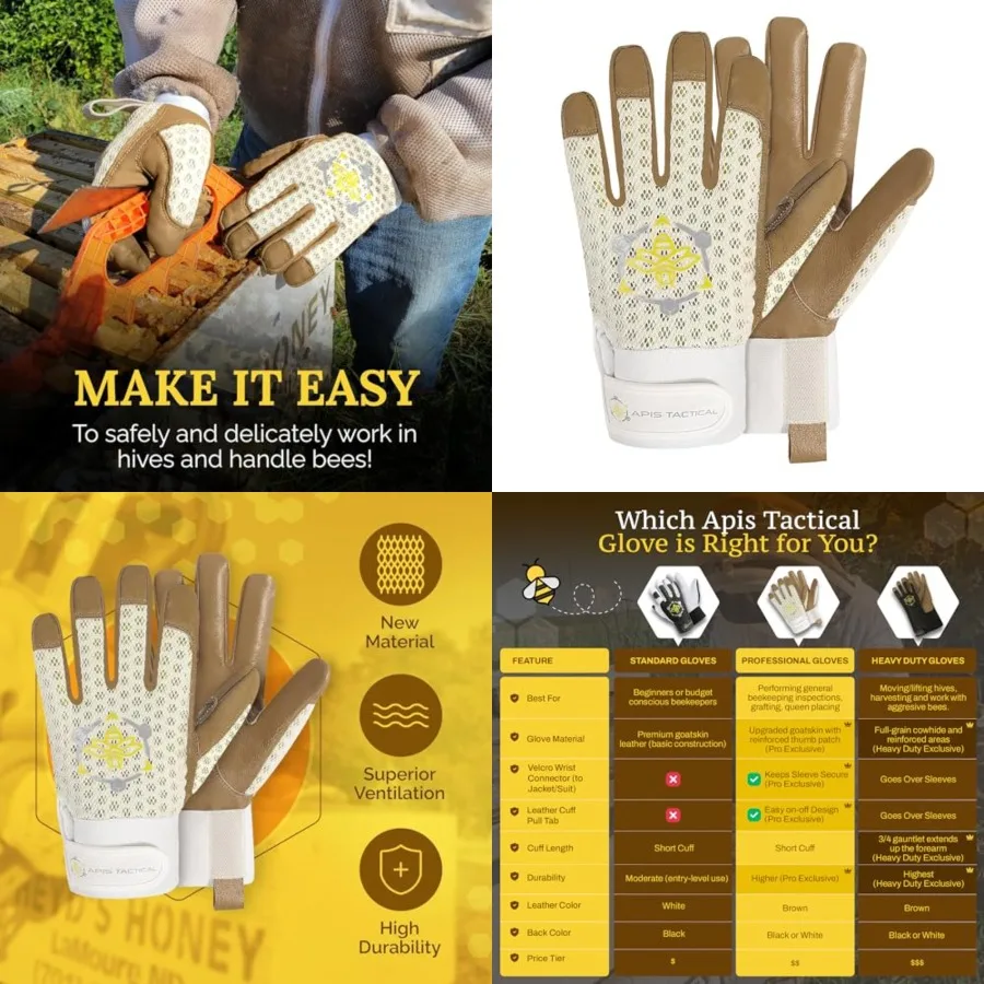 Professional Beekeeping Gloves, Premium 5mm Goatskin w/Patented Ventilation and Dexterity - Beekeeping Supplies
Professional Beekeeping Gloves, Premium 5mm Goatskin w/Patented Ventilation and Dexterity - Beekeeping Supplies