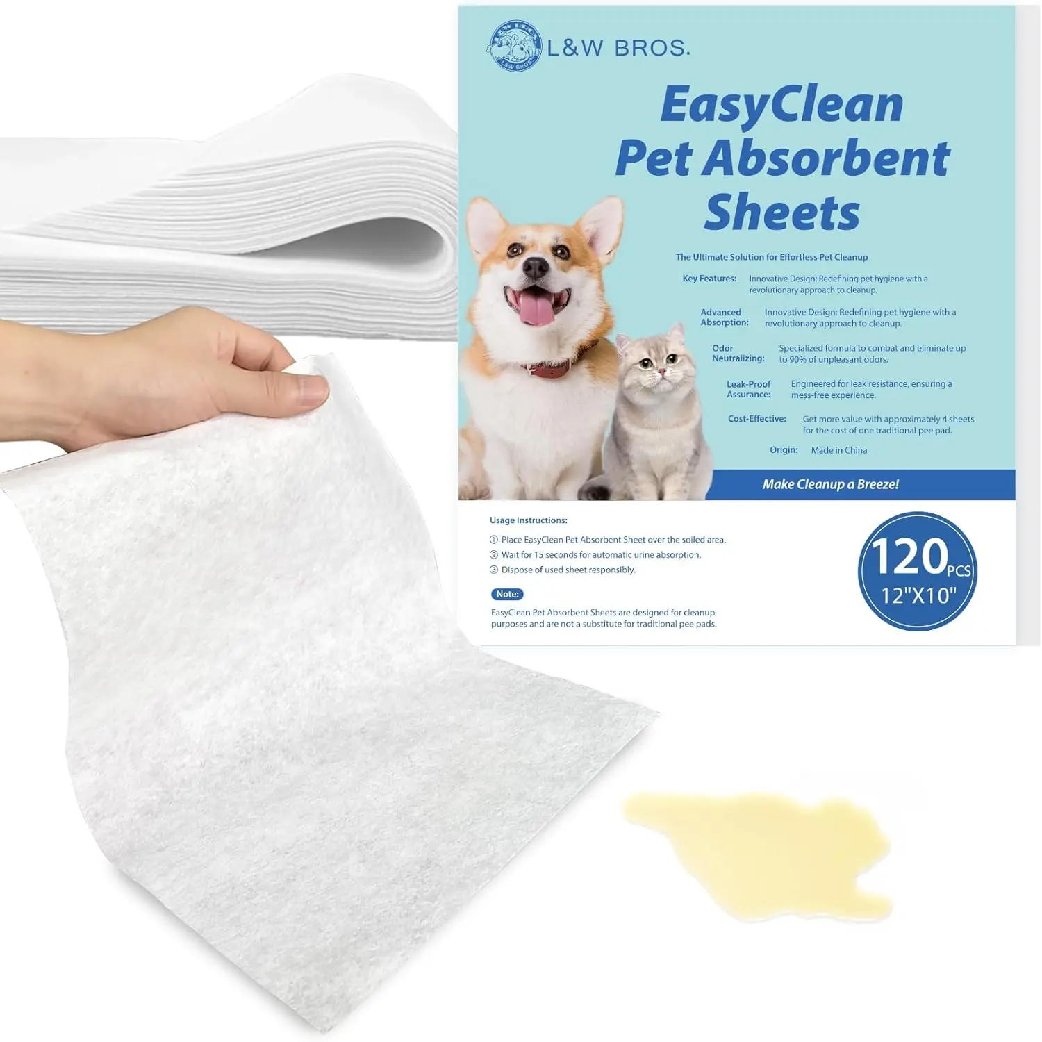 Super Absorbent Pet Sheets 12x10 50 Pack Lock Urine Odor Stain Free Cleanup
Super Absorbent Pet Sheets 12x10 50 Pack Lock Urine Odor Stain Free Cleanup