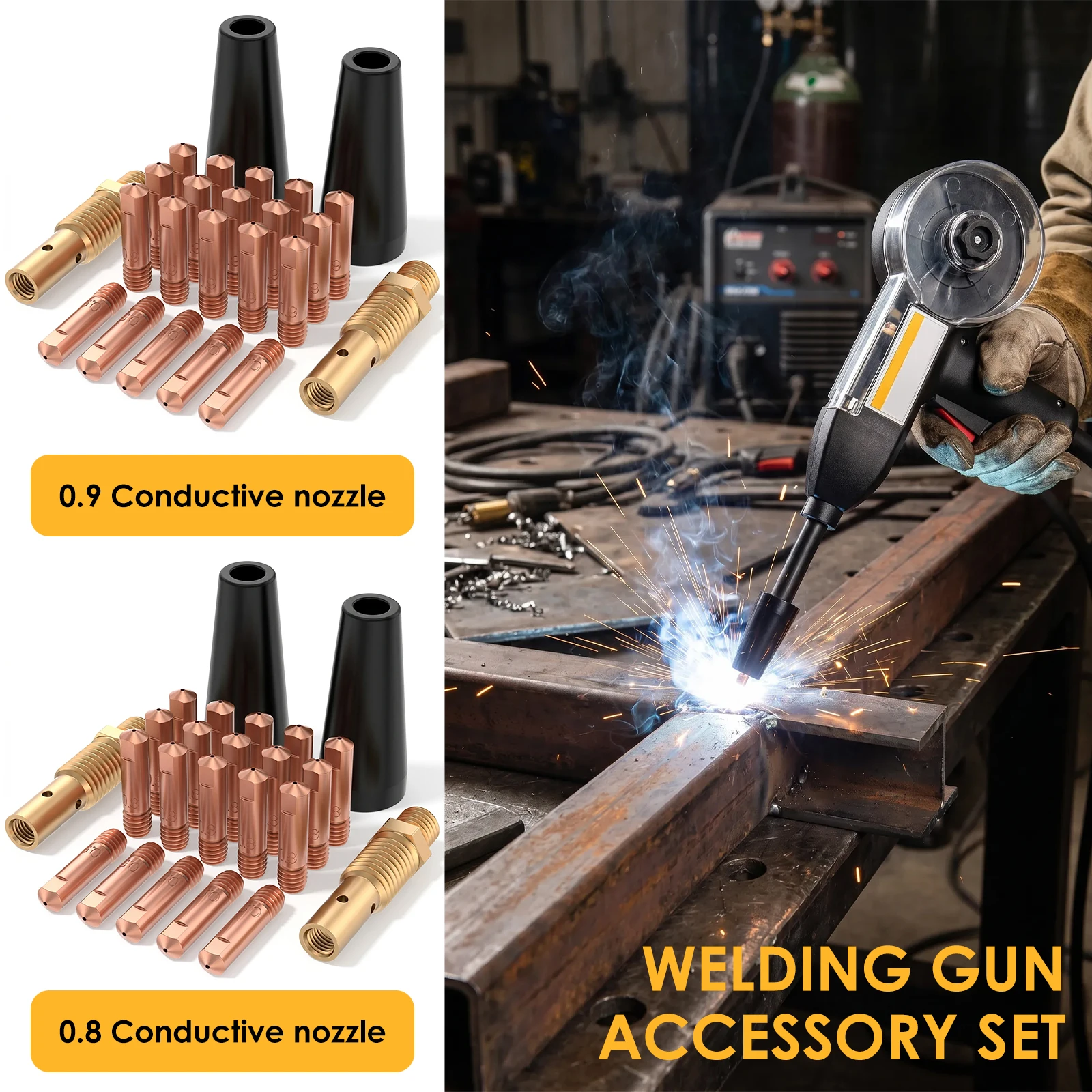 24Pcs MIG Welding Accessories 0.8mm/0.9mm Contact Tips Gasless Nozzle Kit for Lincoln Magnum 100L Weld-Pak Flux Cored Welder
24Pcs MIG Welding Accessories 0.8mm/0.9mm Contact Tips Gasless Nozzle Kit for Lincoln Magnum 100L Weld-Pak Flux Cored Welder