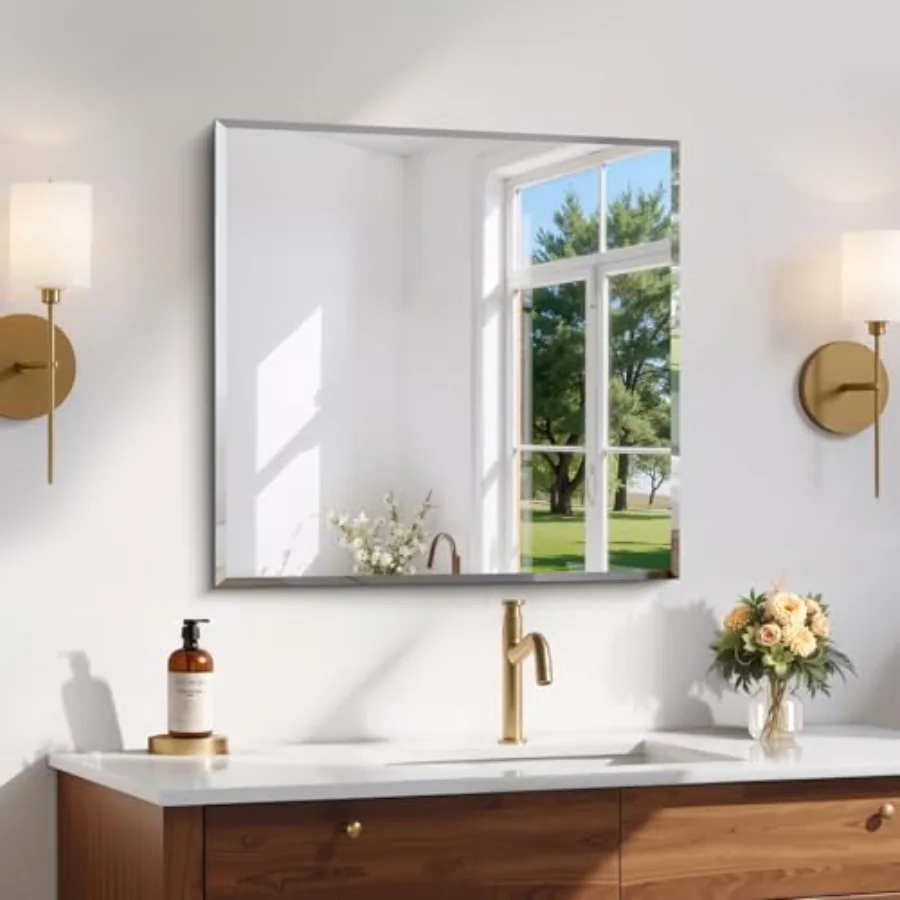 Mirror 24x24 Square Bathroom Mirrors for Wall 3mm Tempered Glass Vanity Mirror Over Sink with Edge for Bathroom Bedroom Living
Mirror 24x24 Square Bathroom Mirrors for Wall 3mm Tempered Glass Vanity Mirror Over Sink with Edge for Bathroom Bedroom Living