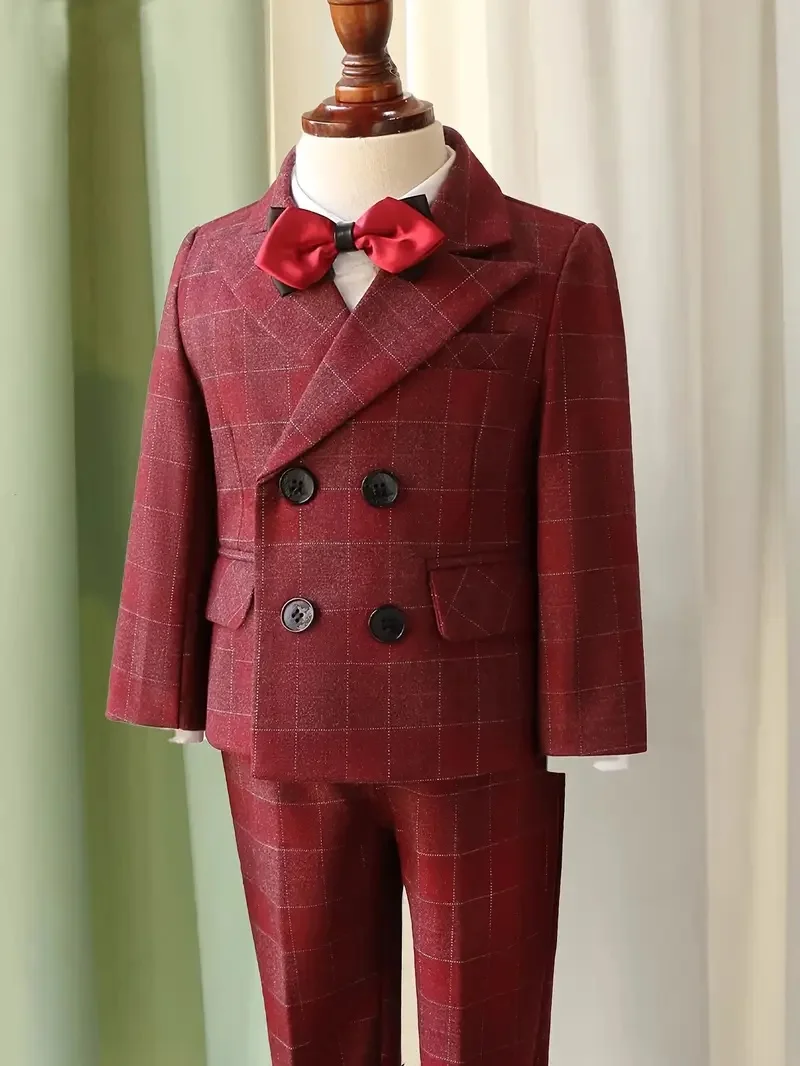 Boy's 4pcs Suit Set With Double-Breasted Blazer Trousers Vest Bowtie For Formal Occasions Performances Weddings Birthday Parties
Boy's 4pcs Suit Set With Double-Breasted Blazer Trousers Vest Bowtie For Formal Occasions Performances Weddings Birthday Parties
