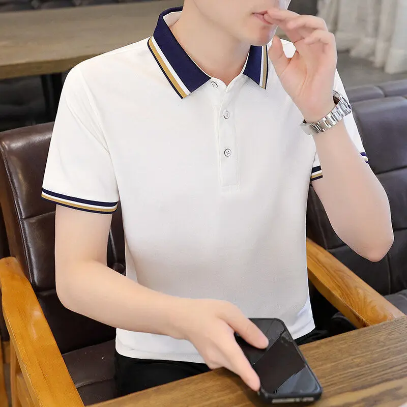 Business Casual Spliced Polo Shirts Summer Short Sleeve Men's Clothing Polo-Neck Chic Button Basic Contrasting Colors T-shirts
Business Casual Spliced Polo Shirts Summer Short Sleeve Men's Clothing Polo-Neck Chic Button Basic Contrasting Colors T-shirts