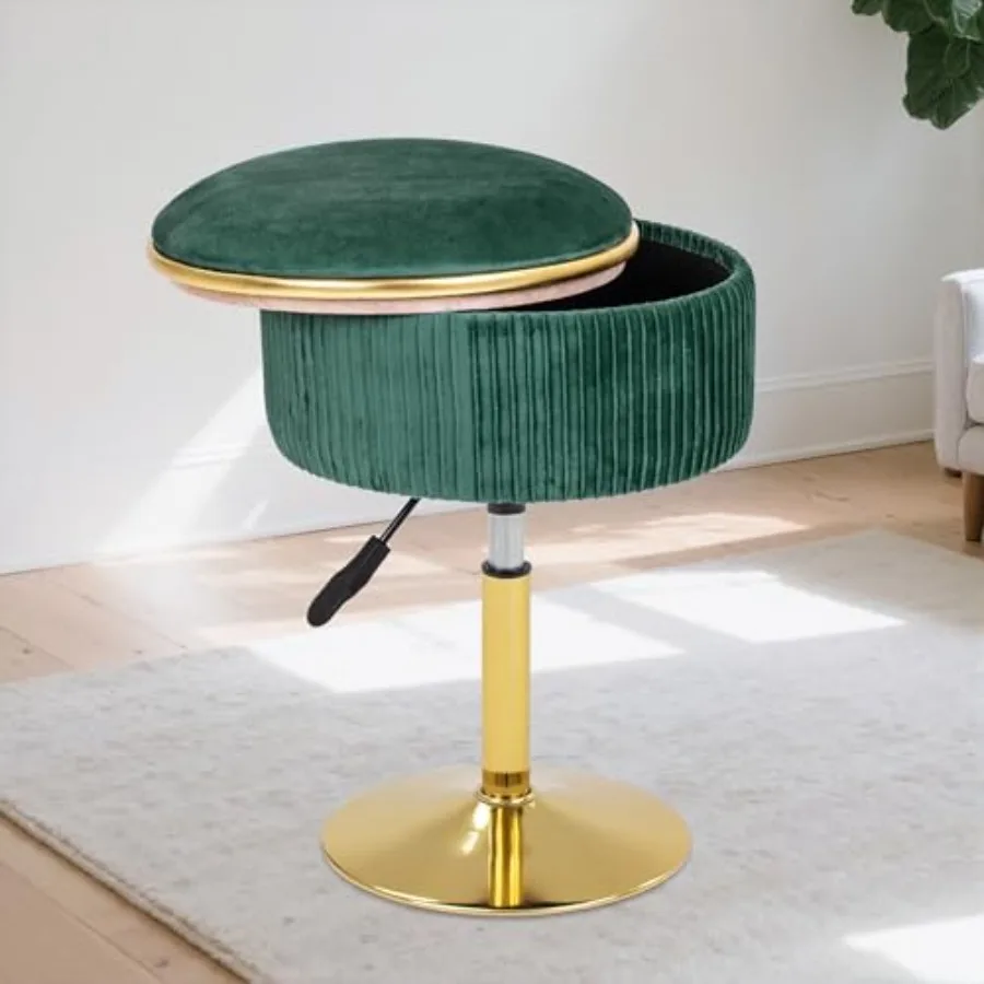 Adjustable Vanity Stool with Storage, 360° Swivel Makeup Stool Chair Small Velvet Round Ottoman with Gold Base for Bedroom, Gre
Adjustable Vanity Stool with Storage, 360° Swivel Makeup Stool Chair Small Velvet Round Ottoman with Gold Base for Bedroom, Gre