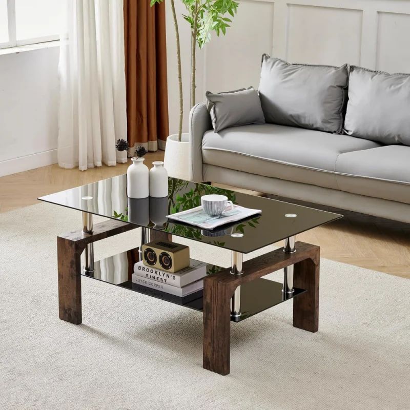 Living Room Rectangle Coffee Table, Tea Table Suitable for Waiting Modern Side Coffee with Wooden Leg, Glass
Living Room Rectangle Coffee Table, Tea Table Suitable for Waiting Modern Side Coffee with Wooden Leg, Glass