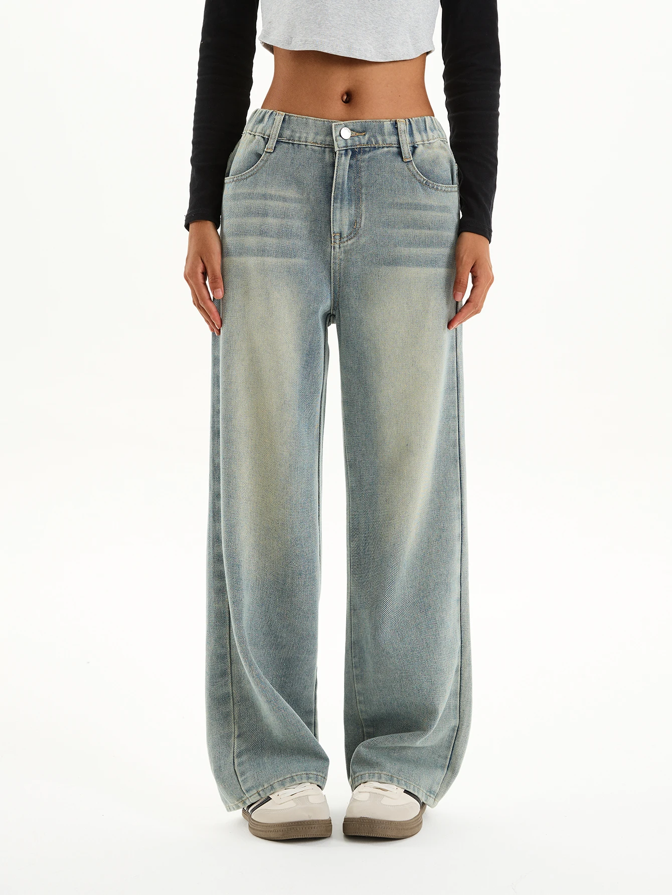 Washed Light Blue Wide Leg Straight Casual Jeans for Teens And Tweens Loose Fit Long Length Simple Style Girls Jeans
Washed Light Blue Wide Leg Straight Casual Jeans for Teens And Tweens Loose Fit Long Length Simple Style Girls Jeans