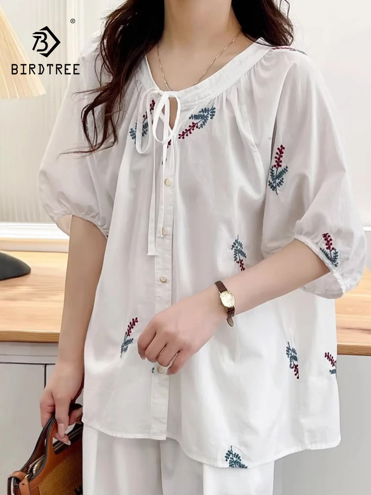 New 2025 Summer Cotton Half Sleeve Shirt, Women O Neck Embroidery Lace-up, Mori Girl French Retro Loose Doll Blouse T56287CC
New 2025 Summer Cotton Half Sleeve Shirt, Women O Neck Embroidery Lace-up, Mori Girl French Retro Loose Doll Blouse T56287CC