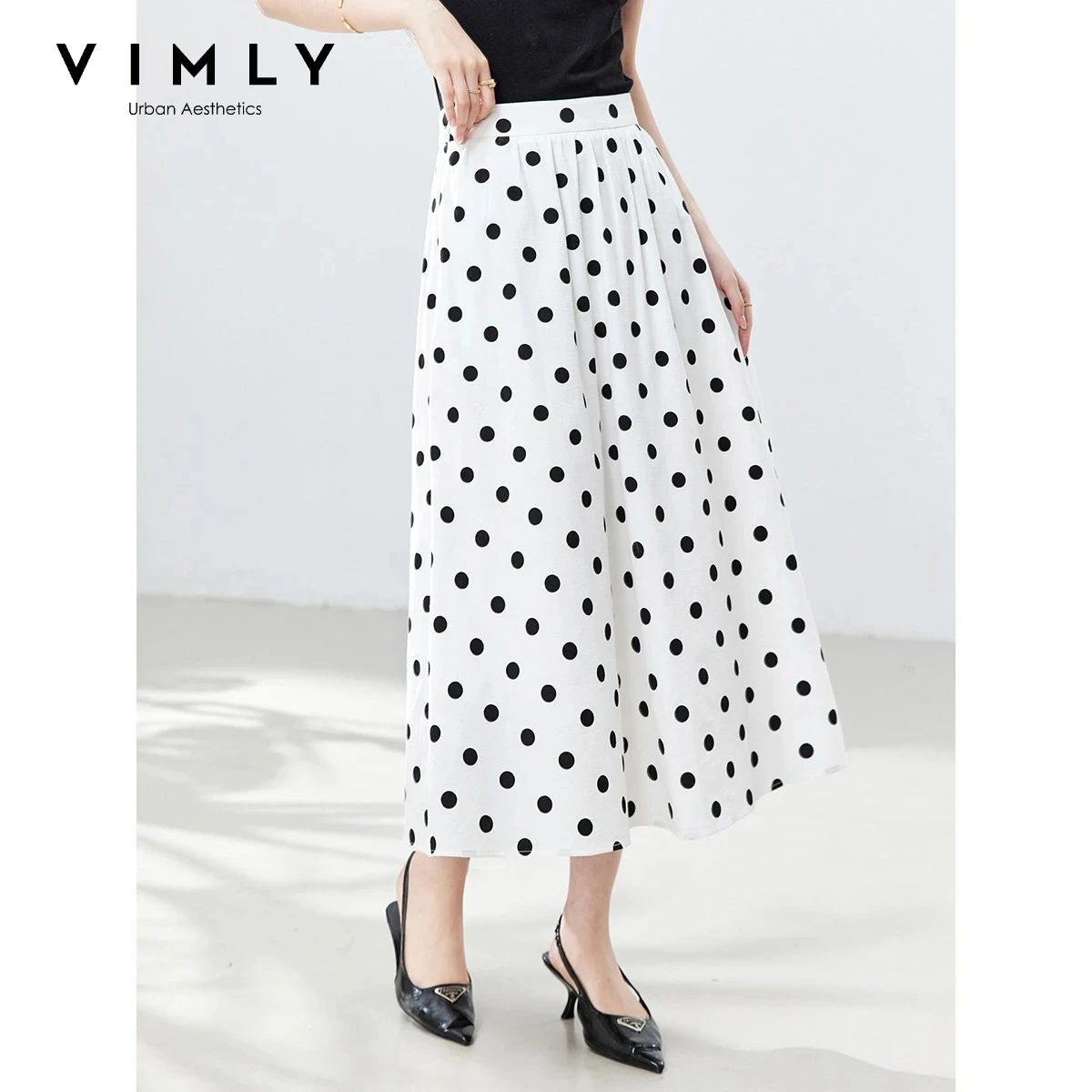 VIMLY High Waist Polka Dot Casual Skirt for Woman 2026 Summer Korean Versatile Elastic Waist A-Line Skirt Office Bottoms A6616
VIMLY High Waist Polka Dot Casual Skirt for Woman 2026 Summer Korean Versatile Elastic Waist A-Line Skirt Office Bottoms A6616