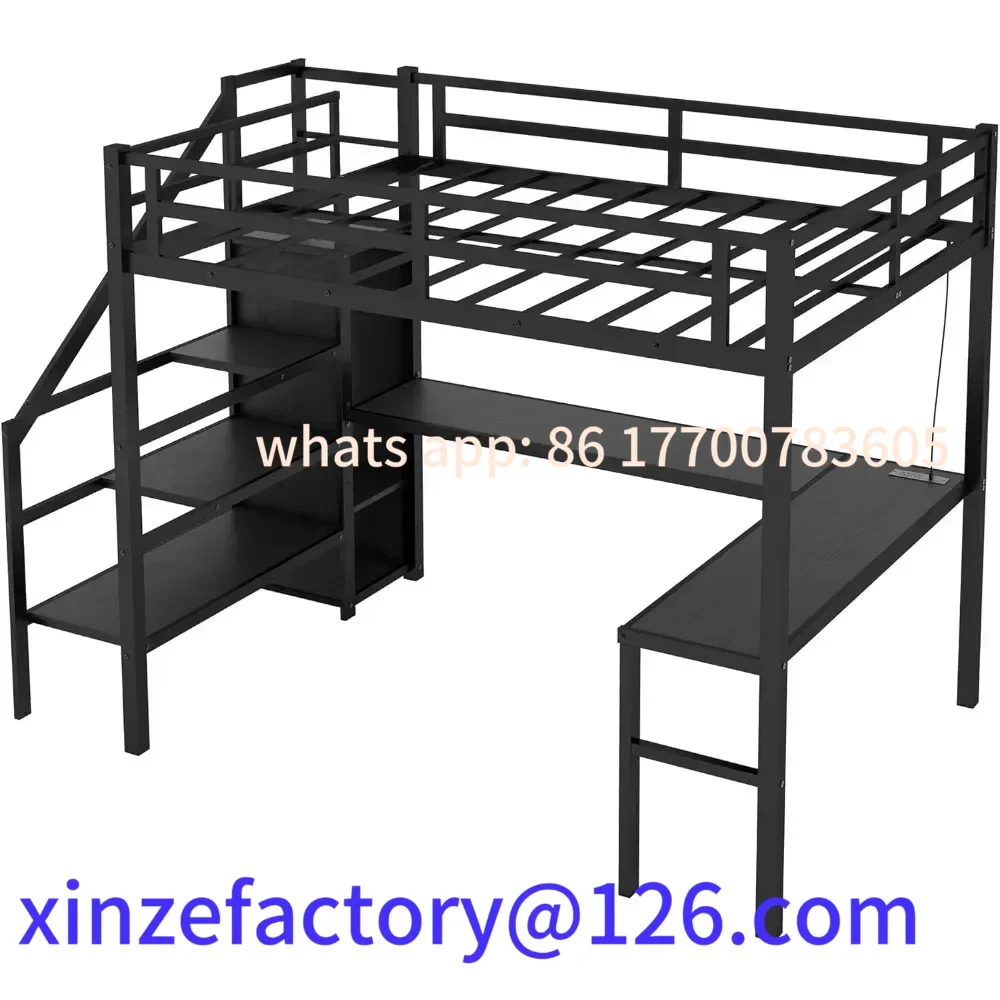 Customizable Full Size Loft Bed with Stairs and Desk, Metal Gaming Loft Bed with RGB LED Light
Customizable Full Size Loft Bed with Stairs and Desk, Metal Gaming Loft Bed with RGB LED Light