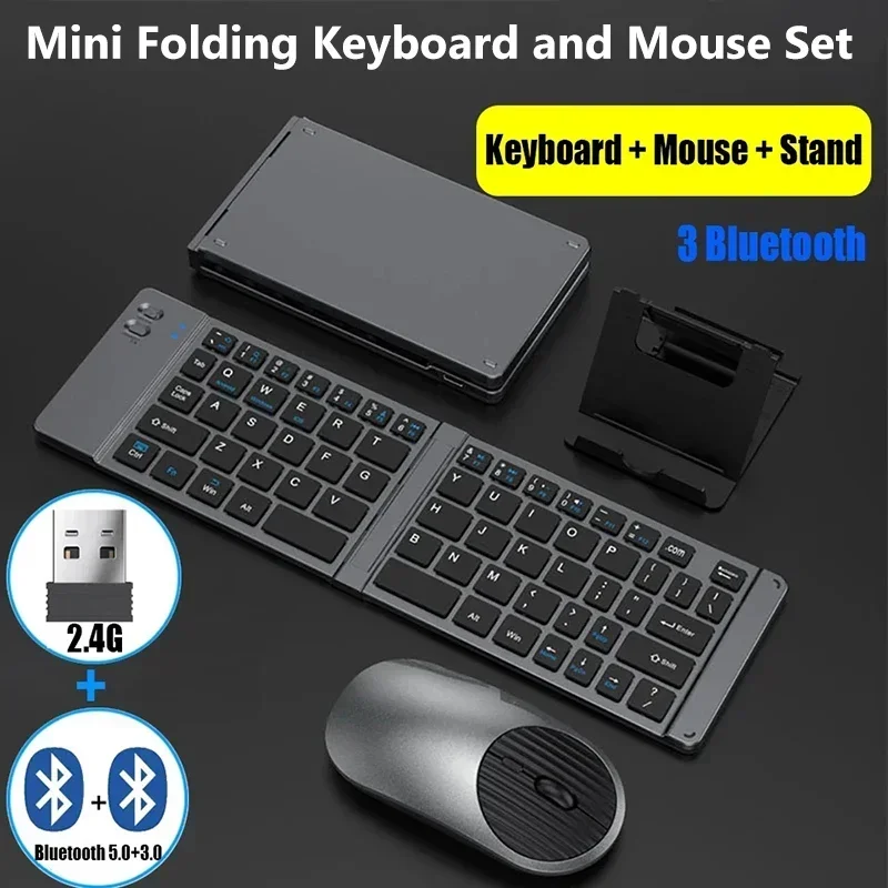 Portable 2.4G Keyboard and Mouse Set Bluetooth Rechargeable Slim Folding Keypad Tablet Phone Stand for iPad Smartphone Laptop
Portable 2.4G Keyboard and Mouse Set Bluetooth Rechargeable Slim Folding Keypad Tablet Phone Stand for iPad Smartphone Laptop