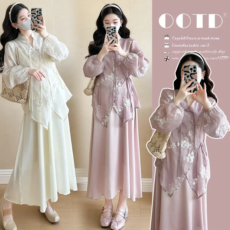 New Chinese Style Maternity Set Elegant Two Piece Dress Spring Autumn Pregnancy Wear Sophisticated Traditional Inspired Outfit
New Chinese Style Maternity Set Elegant Two Piece Dress Spring Autumn Pregnancy Wear Sophisticated Traditional Inspired Outfit