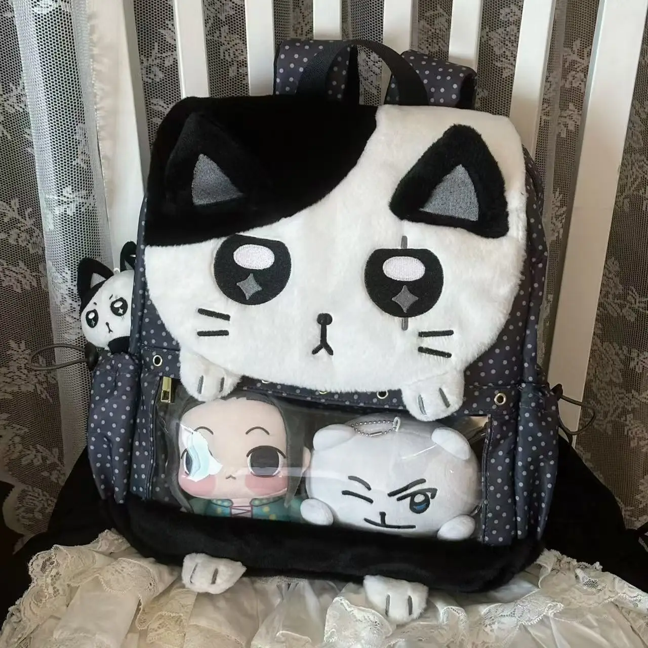 Японский милый рюкзак с котенком, женский прозрачный аниме-кукла Ita, женская сумка с вышивкой, большой вместительный плюшевый рюкзак в стиле Харадзюку, шикарный рюкзак
Японский милый рюкзак с котенком, женский прозрачный аниме-кукла Ita, женская сумка с вышивкой, большой вместительный плюшевый рюкзак в стиле Харадзюку, шикарный рюкзак