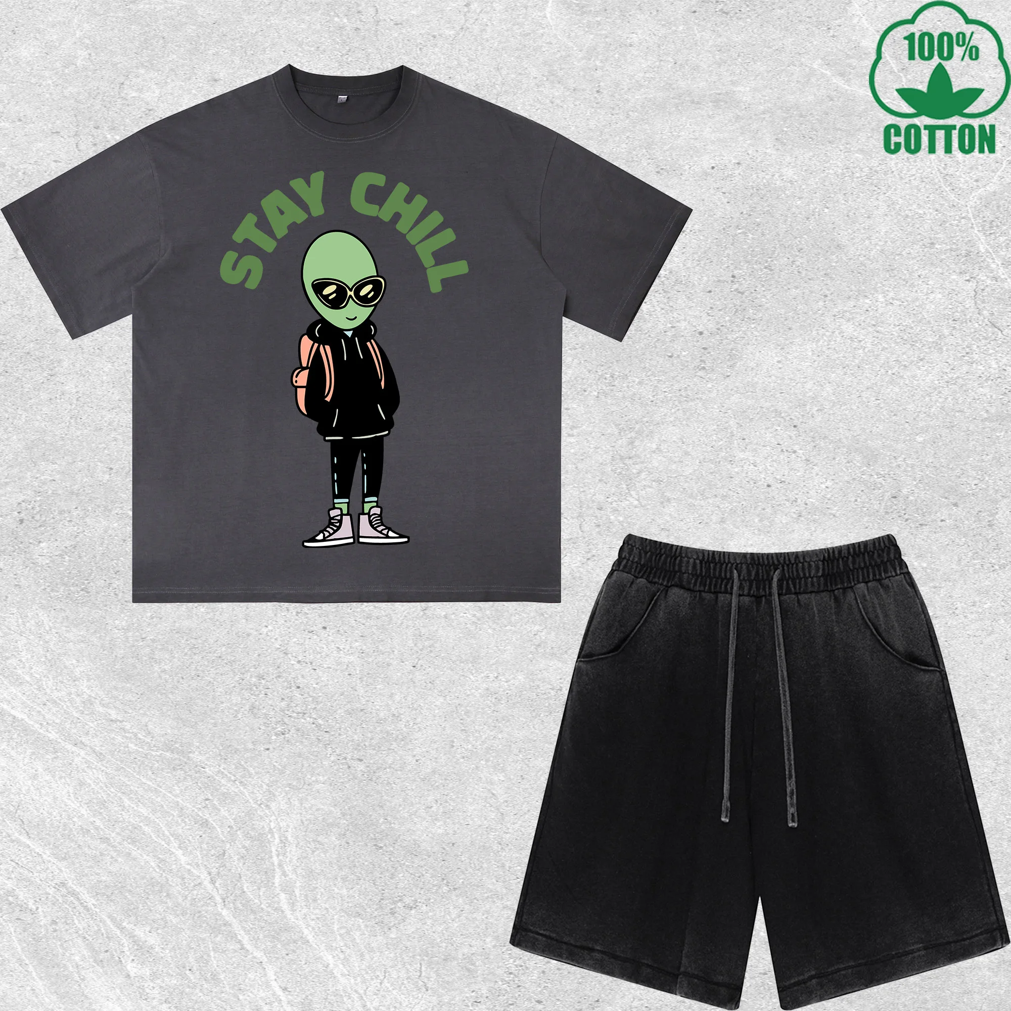 Stay Chill Printed Dirty Wash T-Shirt Shorts Set Multicolor Combo Loose Trendy Fashionable 100%Cotton
Stay Chill Printed Dirty Wash T-Shirt Shorts Set Multicolor Combo Loose Trendy Fashionable 100%Cotton