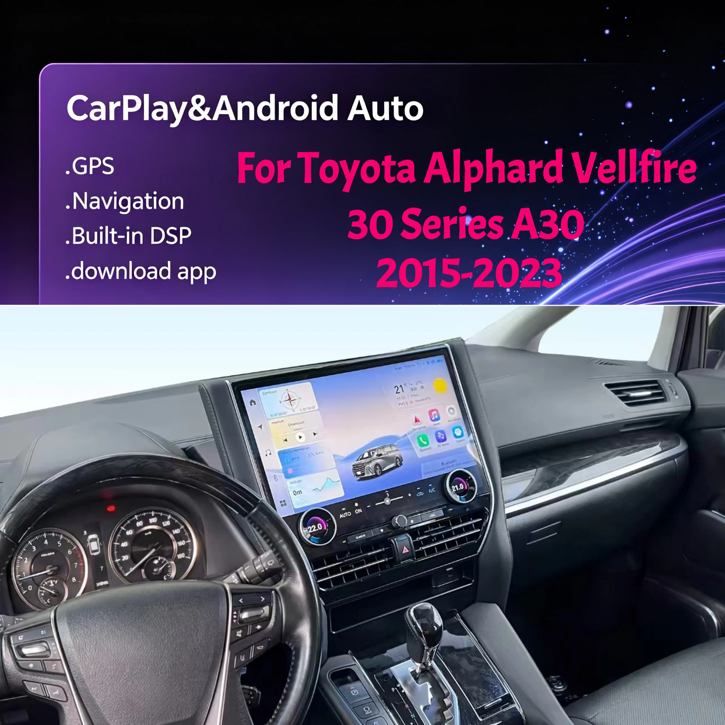 For Toyota Alphard Vellfire 30 35 Series A30 2015-2023 Upgrade16.8 inch Car Radio Stereo Android Multimedia Video Player Carplay
For Toyota Alphard Vellfire 30 35 Series A30 2015-2023 Upgrade16.8 inch Car Radio Stereo Android Multimedia Video Player Carplay
