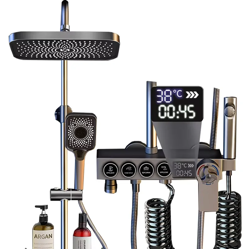 Intelligent 4-Way Rainfall Bathroom Mixer Bidet smart Shower Set Smart Digital Display Brass Faucet with Ceramic Valve Core
Intelligent 4-Way Rainfall Bathroom Mixer Bidet smart Shower Set Smart Digital Display Brass Faucet with Ceramic Valve Core