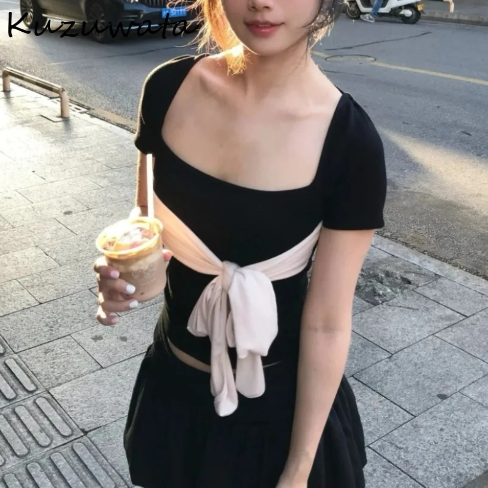 Kuzuwata Sexy Spice Girls Half Sleeve Square Collar T-shirt Celebrity Elegant Slim Top Female Japan Pure Desire Patchwork Shirts
Kuzuwata Sexy Spice Girls Half Sleeve Square Collar T-shirt Celebrity Elegant Slim Top Female Japan Pure Desire Patchwork Shirts