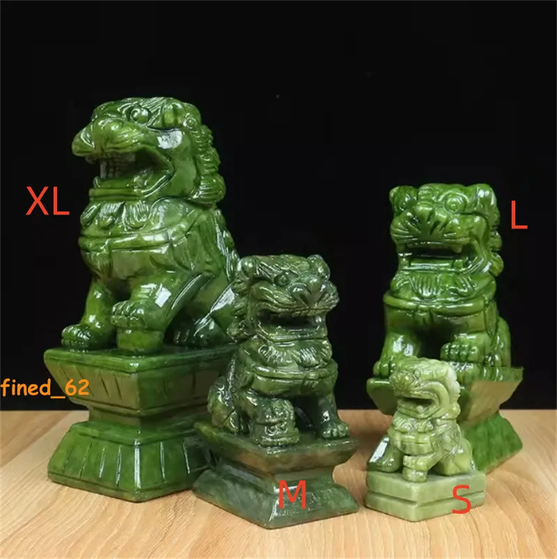 A pair of Chinese natural green jade hand-carved lion statues Foo dog guardian gifts - Brass Sculpture Crafts
A pair of Chinese natural green jade hand-carved lion statues Foo dog guardian gifts - Brass Sculpture Crafts