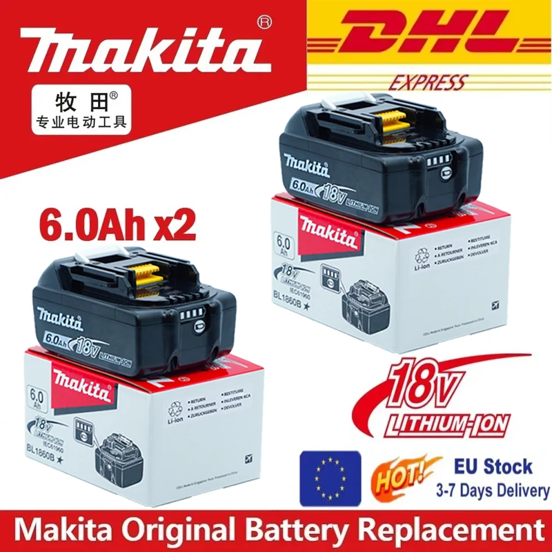 Makita 18V 6.0Ah Battery Original Lithium ion Rechargeable Battery 18V 6000mAh Replacement Battery BL1860 BL1850 BL1860B
Makita 18V 6.0Ah Battery Original Lithium ion Rechargeable Battery 18V 6000mAh Replacement Battery BL1860 BL1850 BL1860B