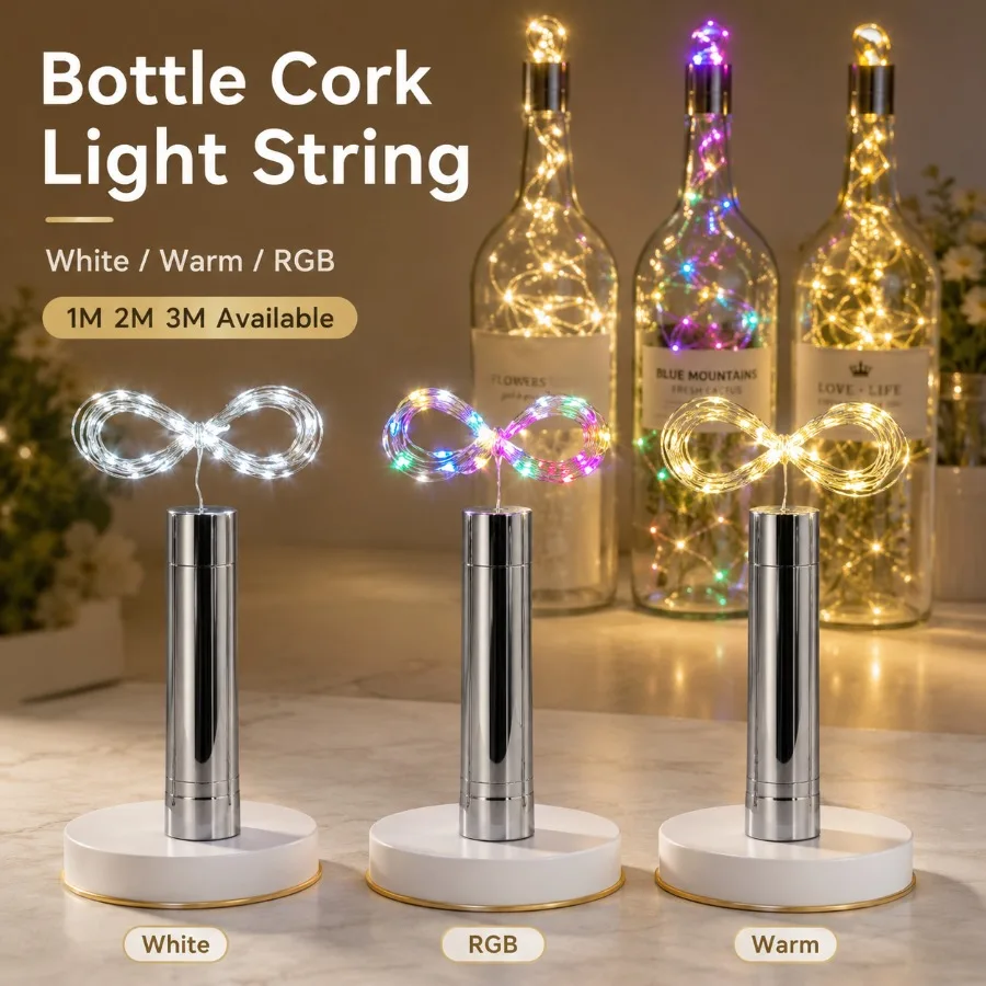 Decor Light String Colorful LED Silver Line Wine Bottle Cork Starry Light String Festival Wedding Christmas Decoration Party
Decor Light String Colorful LED Silver Line Wine Bottle Cork Starry Light String Festival Wedding Christmas Decoration Party