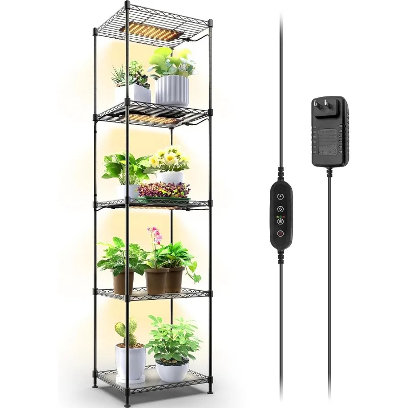 Plant Shelf with Grow Light, 5-Tier, Plant Stand with 40W Ultra-Thin Grow Light Panel for Hydroponics, Seedlings, Succul
Plant Shelf with Grow Light, 5-Tier, Plant Stand with 40W Ultra-Thin Grow Light Panel for Hydroponics, Seedlings, Succul